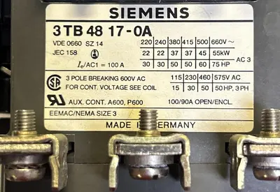 Used SIEMENS 3TB4817-0A Miscellaneous Equipment (Electrical & Power) | Surplus Asset Holdings #1199399