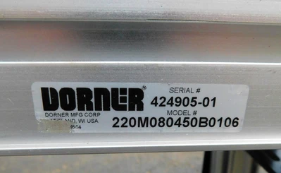 USED DORNER 2200 SERIES CONVEYOR 220M080450B0106