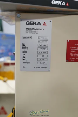 New | in-Stock GEKA BENDICROP 50 Ironworkers California US | Sterling Machinery Exchange #1465419