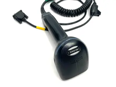 USED KEYENCE REV. Q HANDHELD CODE READER/SCANNER, 0-114MM READING