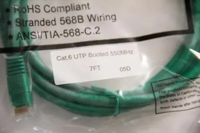 NEW Ethernet Patch Cable ["Does not apply", "Cat.6 UTP Booted 550MHz"]