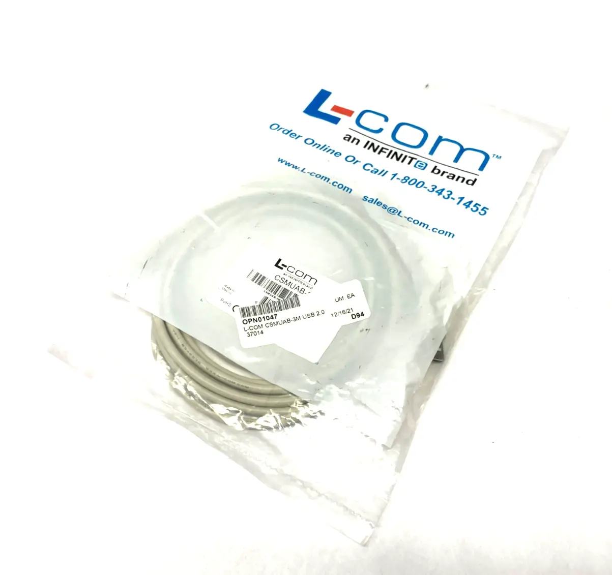 NEW L-COM PREMIUM USB CABLE TYPE A - B CABLE 0.3M