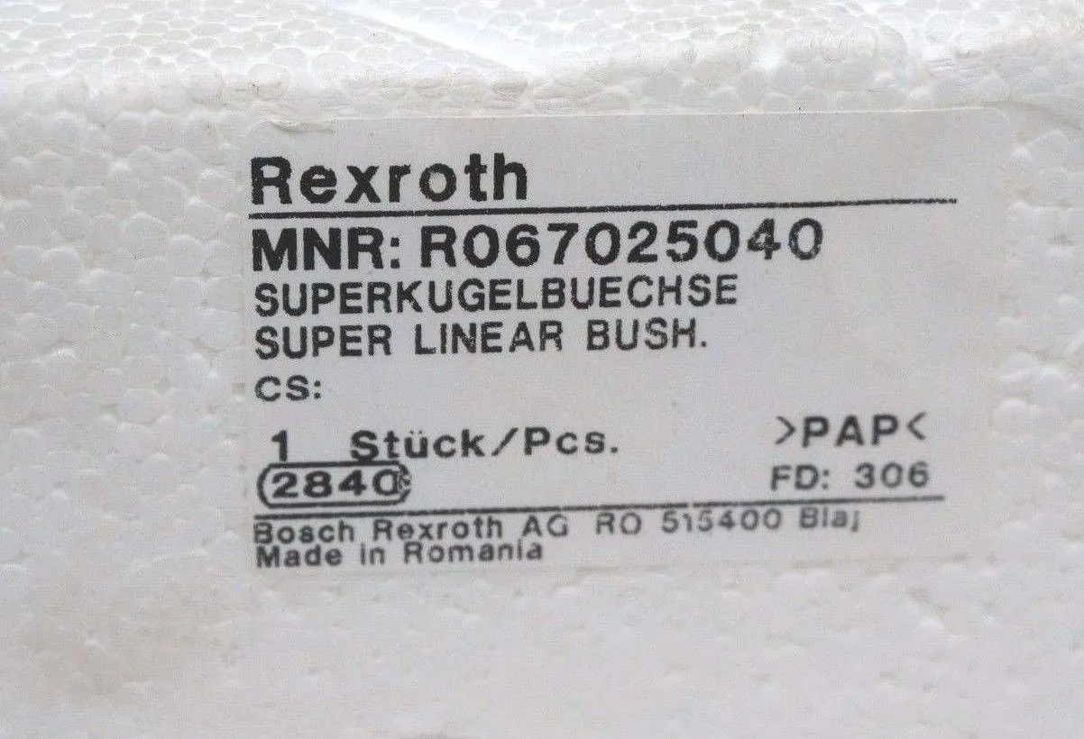 NEW REXROTH R067025040 SUPER LINEAR BUSHING