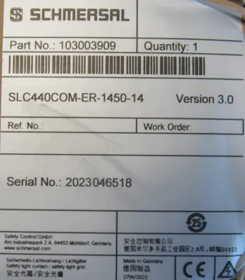 NEW SCHMERSAL SLC440C0M-ER-1450-14 LIGHT CURTAIN SET SLC440C0MER145014 103003909