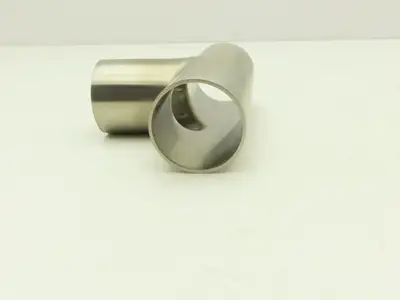 1-1/2" OD Butt Weld Vacuum Tee Stainless Steel Satin Finish A = 2.25" Lot of 6