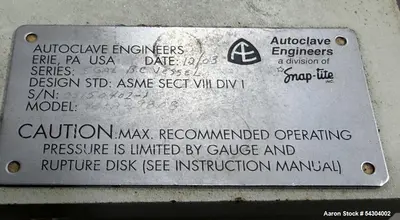 Used Autoclave Engineers 5 Gallon High Pressure Reactor System – 1900 PSI Jacket