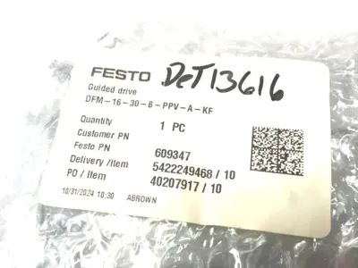 DFM-16-30-B-PPV-A-KF, 609347 | Festo DFM-16-30-B-PPV-A-KF Guided Drive Cylinder30mm Stroke 609347 - New