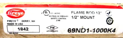 NEW FIREYE 69NF1-1000K4 12" FLAME ROD 1/2" MOUNT