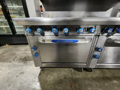 Used Imperial Used Imperial IHR-6 - x2 - 12-Burner Cooktop Range with Standard Oven, Natural Gas Commercial Ranges Illinois US | Falcon Restaurant Supply #1376668