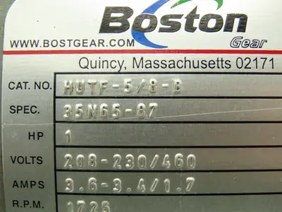Boston Gear HUTF-5/8-B AC Motor 1Hp 1725 RPM 230/460V 3PH 56C TEFC