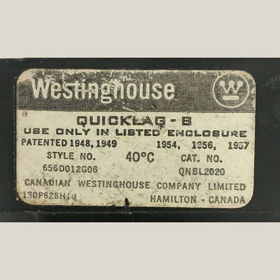 Westinghouse 2 Pole 20 Amp Bolt-On Breaker