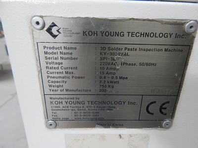 Used KOH YOUNG _UNKNOWN_ Solder Paste Inspection System Texas US | OCO Industrial #1601916