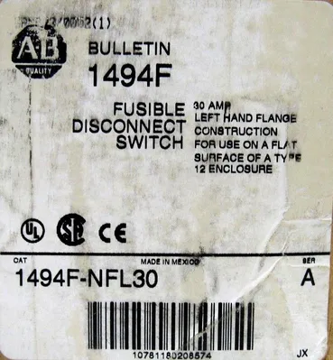 NEW ALLEN BRADLEY 1494F-NFL30 DISCONNECT SWITCH 1494FNFL30