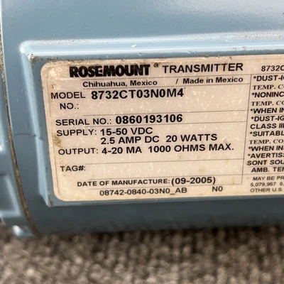 Used Rosemount 8732CT03N0M4    8711TSA005U5N0G1 Meters - Misc California US | Davliegogo LLC #1707921