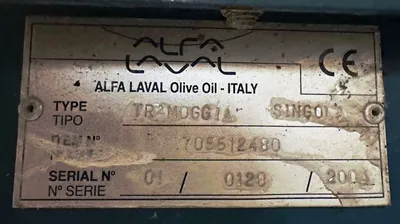 Alfa-Laval X19 tricanter centrifuge olive oil plant.