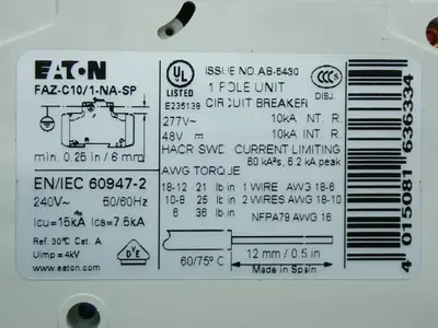 NEW EATON FAZC10/1NASP