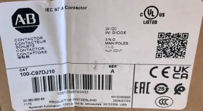 ALLEN BRADLEY100-C97DJ10 CONTACTOR SER. A 100C97DJ10 NEW, SURPLUS