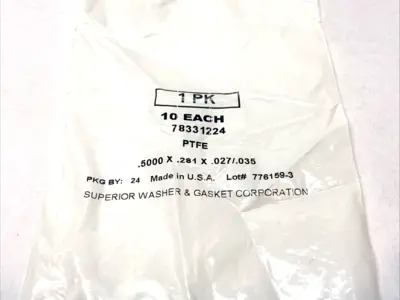 NEW SUPERIOR WASHER & GASKET CORPORATION PTFE WASHER PKG OF 10, LOT OF 2