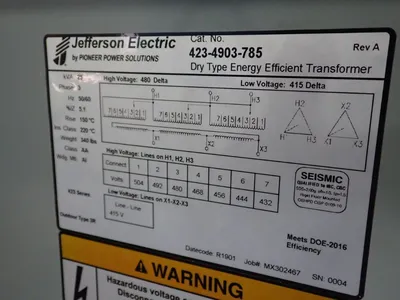 Used JEFFERSON ELECTRIC 4234903785 Distribution Transformers Ohio US | HGR 24 #981280