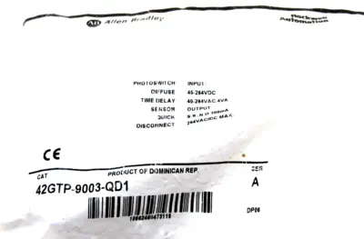 NEW ALLEN BRADLEY 42GTP-9003-QD1 PHOTOSWITCH SER. A 42GTP9003QD1