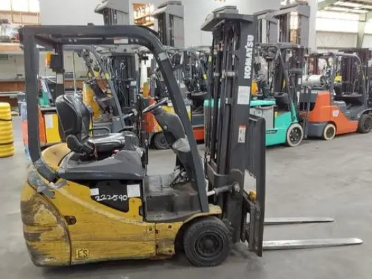 Used 2017 KOMATSU FB18MFU-12 3-Wheel Stand up Electric Counterbalance Forklifts | Russell Equipment #724671