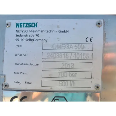 USED NETZSCH FEINMAHLTECHNIK GMBH OMEGA 500