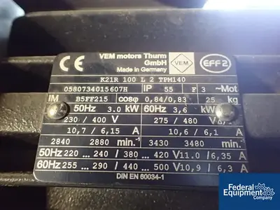 USED Pfeiffer Vacuum Pfeiffer Vacuum System, Model WU850, 55 CFM