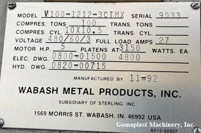12″ x 12″ Wabash Vacuum Press, Item #1906-1