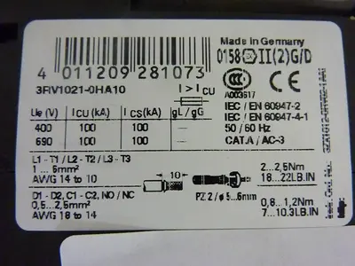 USED SIEMENS 3RV1021-0HA10