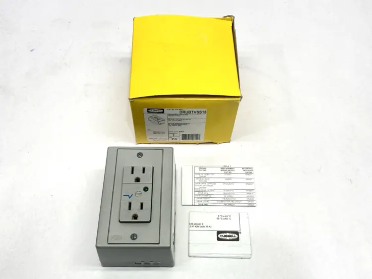 New | in-Stock Hubbell DIN Rail Utility Box, Complete Unit, TVSS, 15A 125VAC 60HzTVSS Electrical Boxes Michigan US | Maverick Industrial Sales #1392399