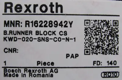 NEW REXROTH R16228942Y LINEAR RUNNER BLOCK KWD-020-SNS-C0-N-1