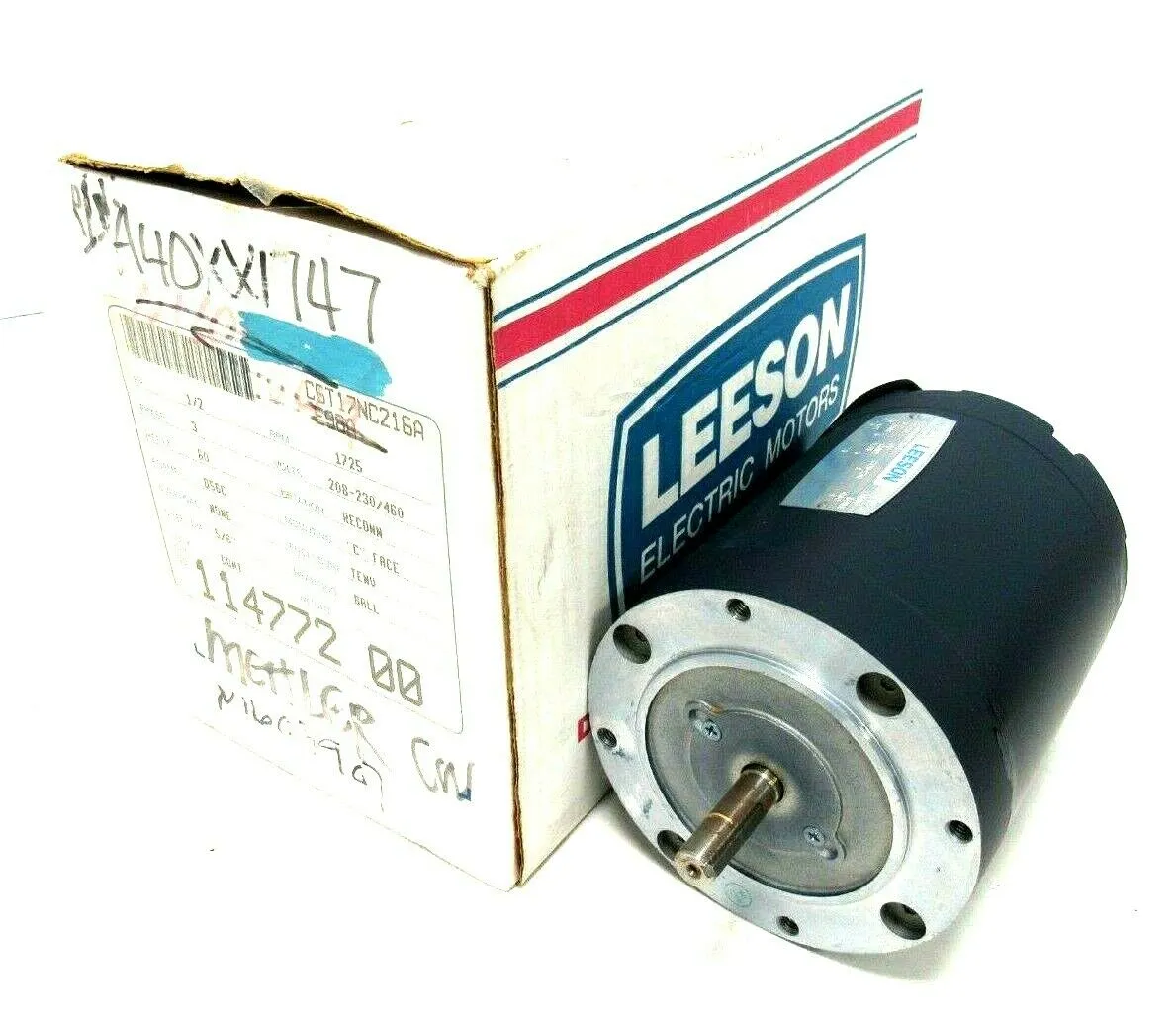 NEW LEESON 114772.00 MOTOR 1/2HP 208-230/460V 1725RPM 5/8" DIA. C6T17NC216A