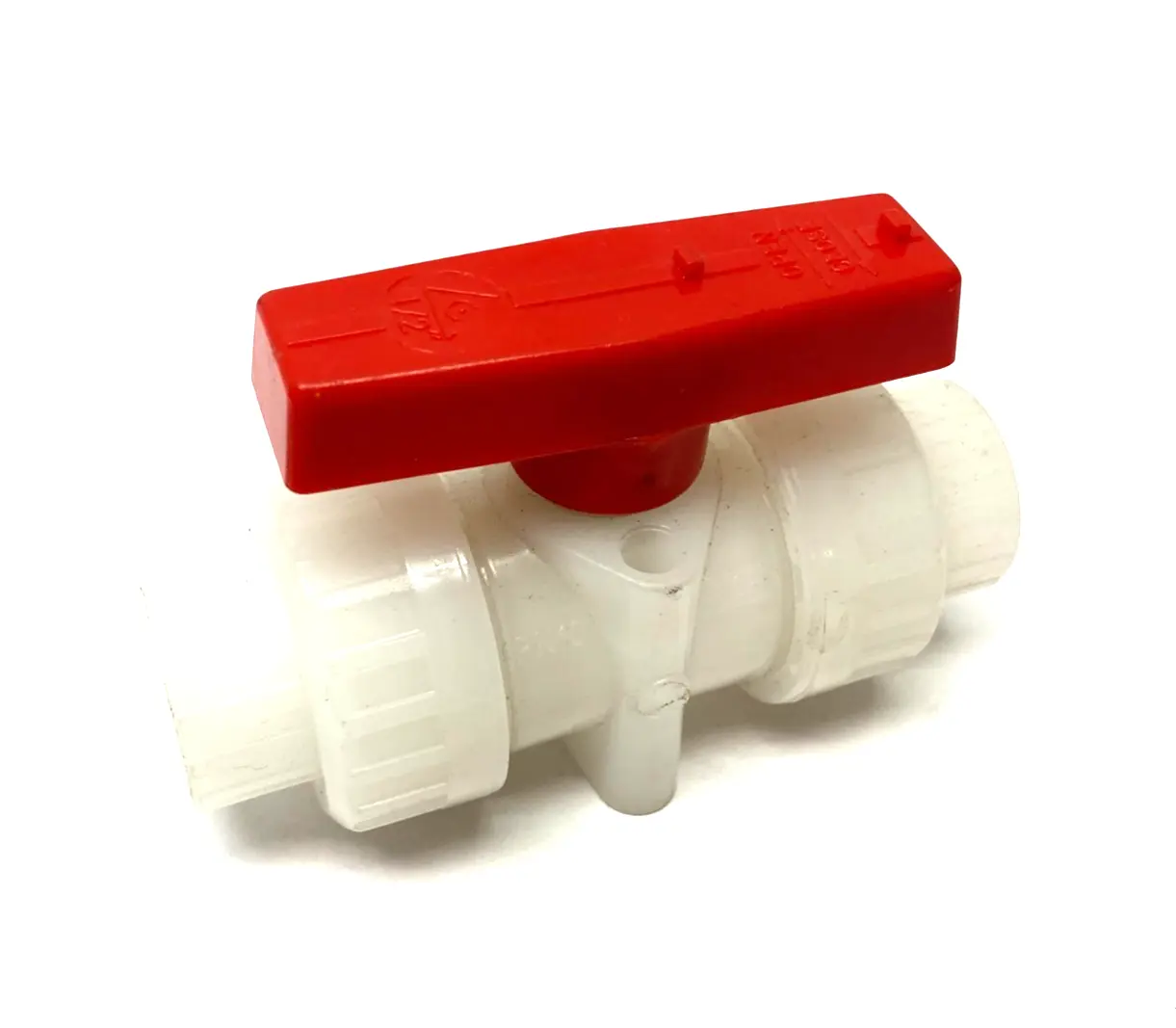 Double Union PVC Ball Valve, 1/2", White, Slip Sockets - New Other