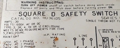 USED Square D HU361DS