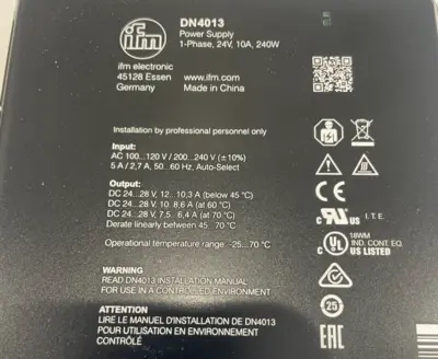 NEW IFM EFECTOR DN4013 POWER SUPPLY, AUXILIARY 24VDC