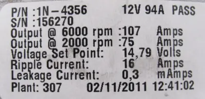 NEW NAPA 1N-4356 ALTERNATOR 1N4356