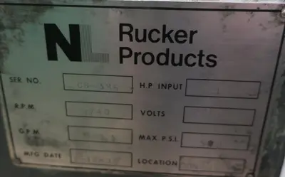 SPC8356  Pump 1 hp NL Rucker Products hydraulic power unit, 24 reservoir tank, 500 psi