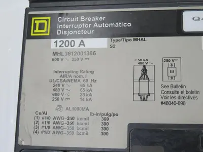 Used SQUARE D MHL3612001386 MA11212 Circuit Breakers Texas US | Aucto #1308502