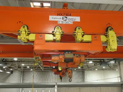 Cleveland Tramrail 25 Ton Double Girder Underhung Bridge Crane 45' 10" Span