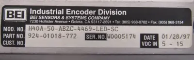 NEW BEI 924-01018-772 ENCODER H40A-50-ABZC-4469-LED-SC 92401018772
