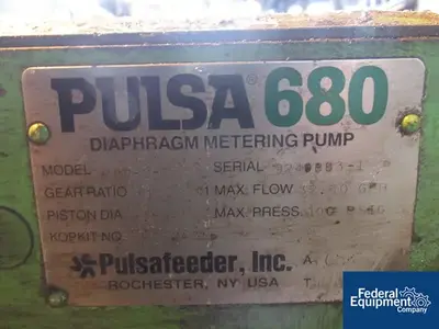USED Pulsafeeder Pulsafeeder Diaphragm Pump, Model 680-S-E, S/S, 0.5 HP