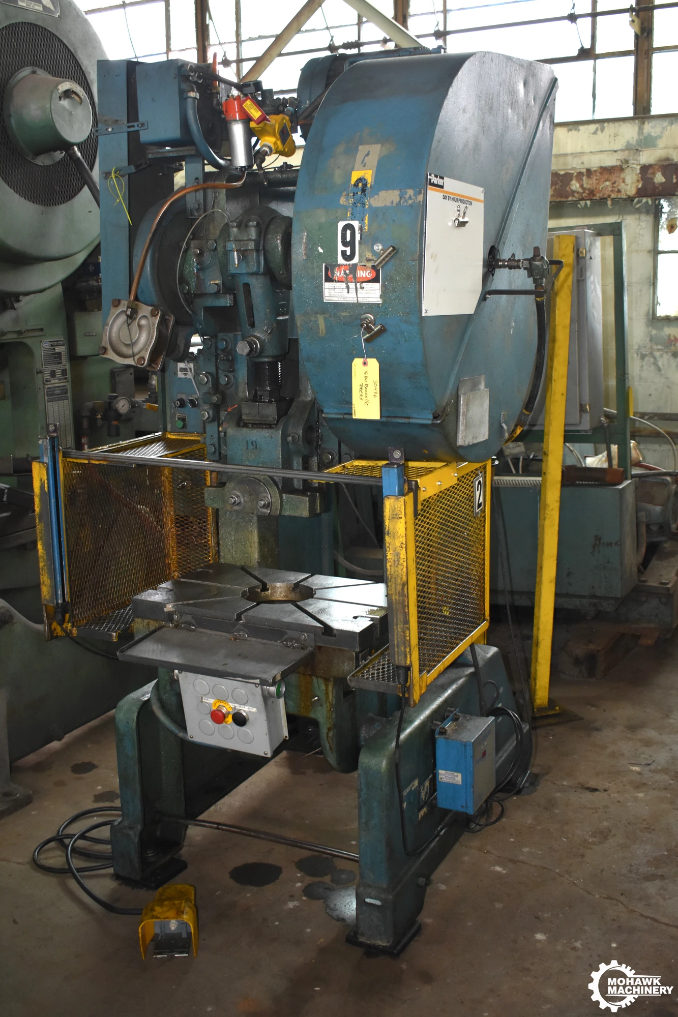 40 TON ROUSSELLE "4" FLYWHEEL-TYPE O.B.I. PRESS w/26.5” X 16” T-SLOTTED BOLSTER PLATE