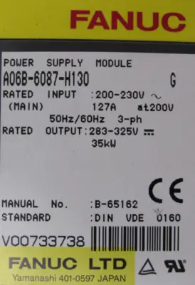 USED FANUC A06B-6087-H130 POWER SUPPLY SER.G A06B6087H130