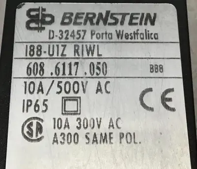 Used BERNSTEIN I88-U1Z RIWL Relays & Switches Michigan US | Ideal Machinery #1299912