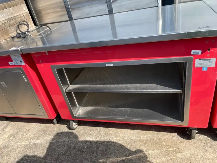 Used ColorPoint Used 50" Colorpoint Stainless Steel Work Table with Storage Shelves - SS57 Food Prep Tables Illinois US | Falcon Restaurant Supply #1376092