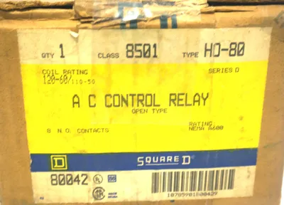 NEW SQUARE D 8501-HO-80 SER. D CONTROL RELAY 8501HO80