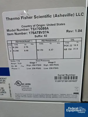USED ThermoFisher Scientific Thermo Fisher Scientific ULT Freezer, Model TSX70086A
