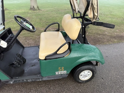 (1) 2017 E-Z-Go golf cart with a Kawasaki gas engine, model 625111G01, includes canopy, ball cover, ...