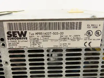 SEW MPR51 A037-503-00 Servo DC Drive Power Supply Movidyn 37kW 700VDC 67A