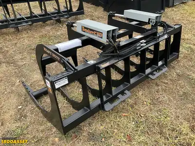 New Tomahawk 78” brush grapple attachment, two hydraulic grapple arms, skid steer quick attach
